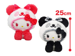 パンダ　ハローキティ　テキスタイルリボンＢＩＧぬいぐるみ