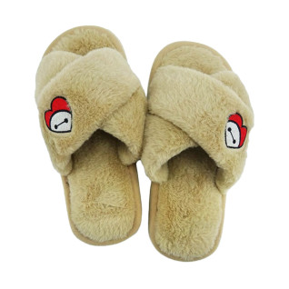 Women's Character Embroidered Cross Fur Slippers A