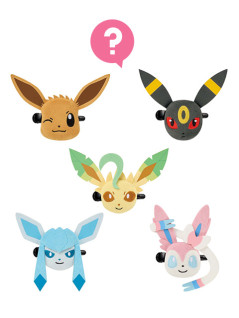 Pokemon - Face Plushy Clip - Eevee Friends -Eevee, Umbreon, Leafeon, Glaceon, Sylveon- *1 Randomly Selected