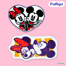 ミッキーマウス＆ミニーマウス　なかよし　ダイカットタフトマット