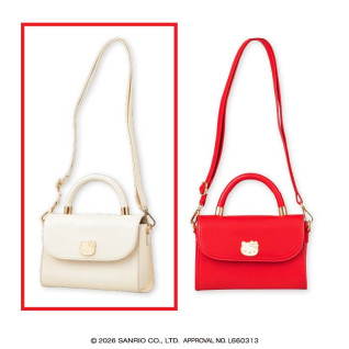 ハローキティ　持ち手付きロングストラップショルダープレートバッグ　Ｂ