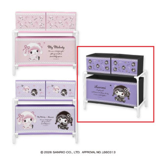 マイメロディ♡クロミ　月夜のメロクロ３ボックス付き収納ケース　Ａ