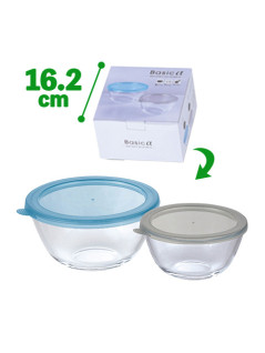 ベシカ・蓋付き耐熱ガラスボウル２サイズセット