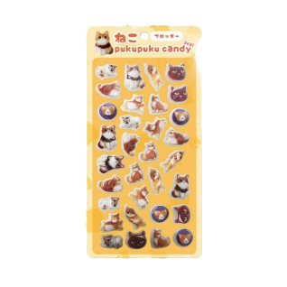 ねこフロッキーぷくぷくキャンディシール　Ａ