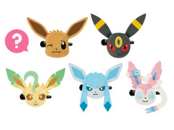 Pokemon - Face Plushy Clip - Eevee Friends -Eevee, Umbreon, Leafeon, Glaceon, Sylveon- *1 Randomly Selected