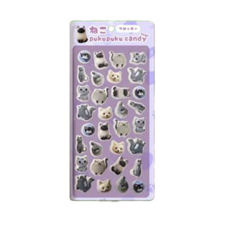 ねこフロッキーぷくぷくキャンディシール　Ｄ