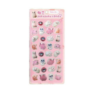 ねこフロッキーぷくぷくキャンディシール　Ｅ